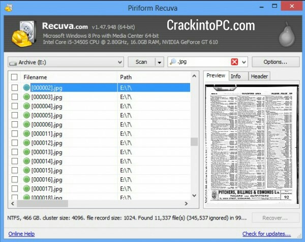 Recuva Pro Crack 2.0 + Serial Key Terbaru Gratis Versi Unduh